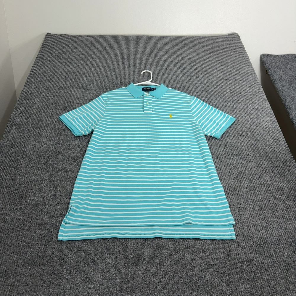Polo Ralph Lauren Polo Shirt Mens XL Blue Cotton Striped Custom Fit Preppy